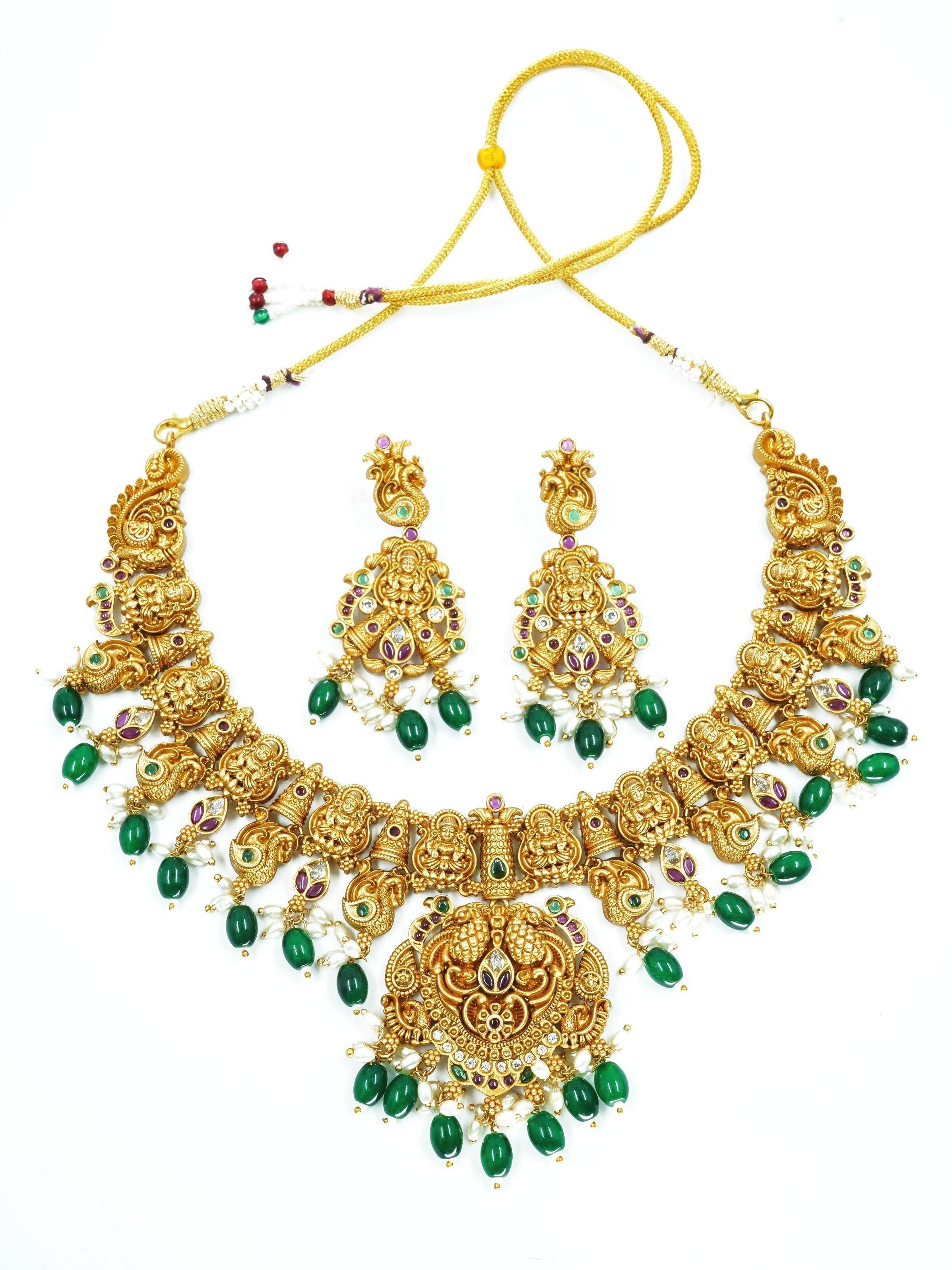 Premium Gold Plated designer Classic Temple Necklace Set - Griiham