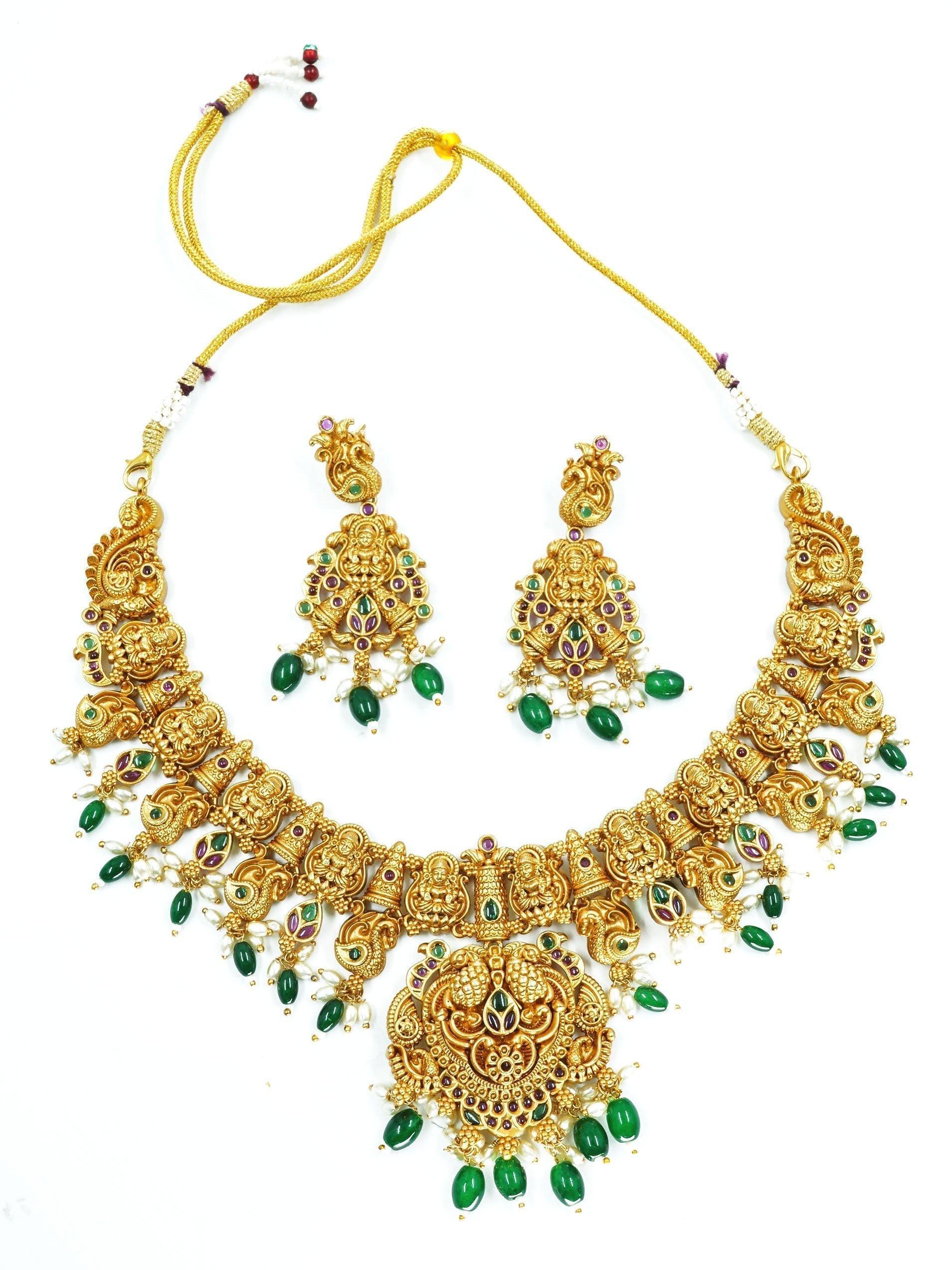 Premium Gold Plated designer Classic Temple Necklace Set - Griiham