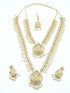 Premium Gold Polish CZ Kemp Studded Lakshmi Necklace Combo (Long+short) with Tikka Bridal Wea - Griiham