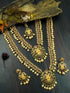 Premium Gold Polish CZ Kemp Studded Lakshmi Necklace Combo (Long+short) with Tikka Bridal Wea