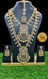 Premium Gold Polish CZ Kemp Studded Necklace Combo (Long+short) with Tikka Bridal Wear 7062N