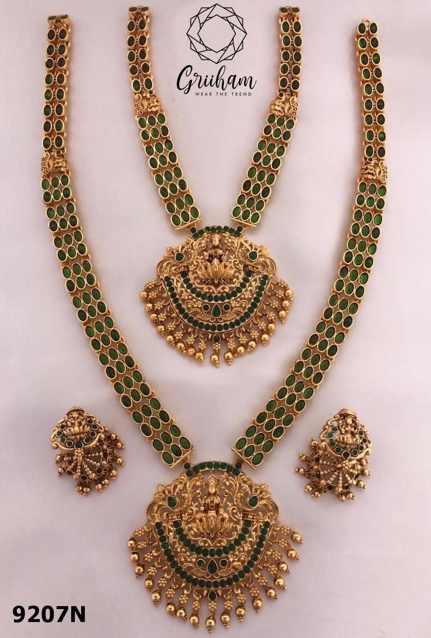 Premium Gold Polish Classic Necklace Set combo (Long+short) in diff colours 9206N - Griiham