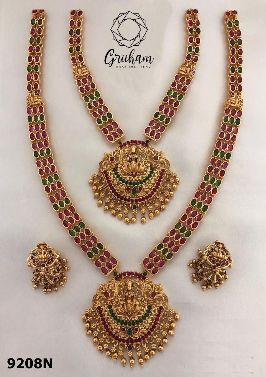 Premium Gold Polish Classic Necklace Set combo (Long+short) in diff colours 9206N - Griiham