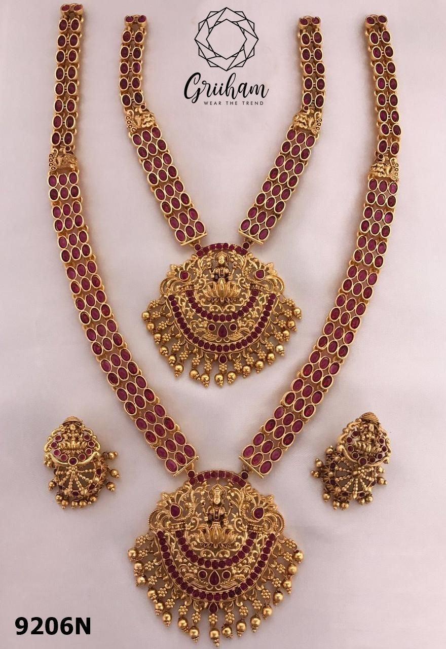 Premium Gold Polish Classic Necklace Set combo (Long+short) in diff colours 9206N - Griiham