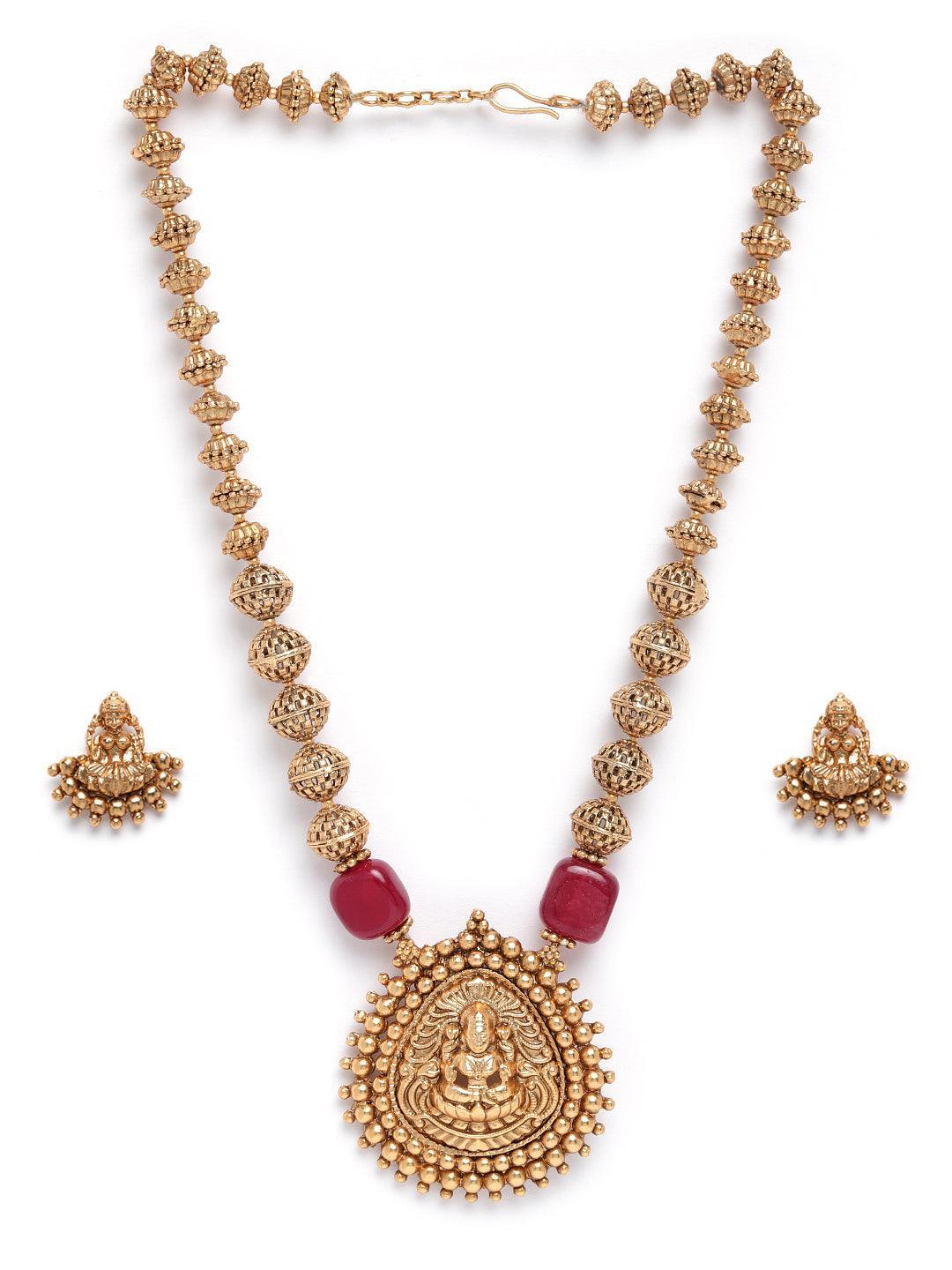 Premium Gold finish Bestseller Long Lakshmi Pendent Necklace - Griiham