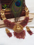 Premium Gold plated Laxmi with colored beads Short Necklace Set 8183N-Necklace Set-Kanakam-Maroon beads-Griiham