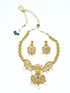 Premium Matt Gold Finish Classic Laxmi with peacock Short Necklace Set with Kemp Stones NAG02-778-3781N - Griiham