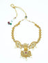 Premium Matt Gold Finish Classic Laxmi with peacock Short Necklace Set with Kemp Stones NAG02-778-3781N - Griiham