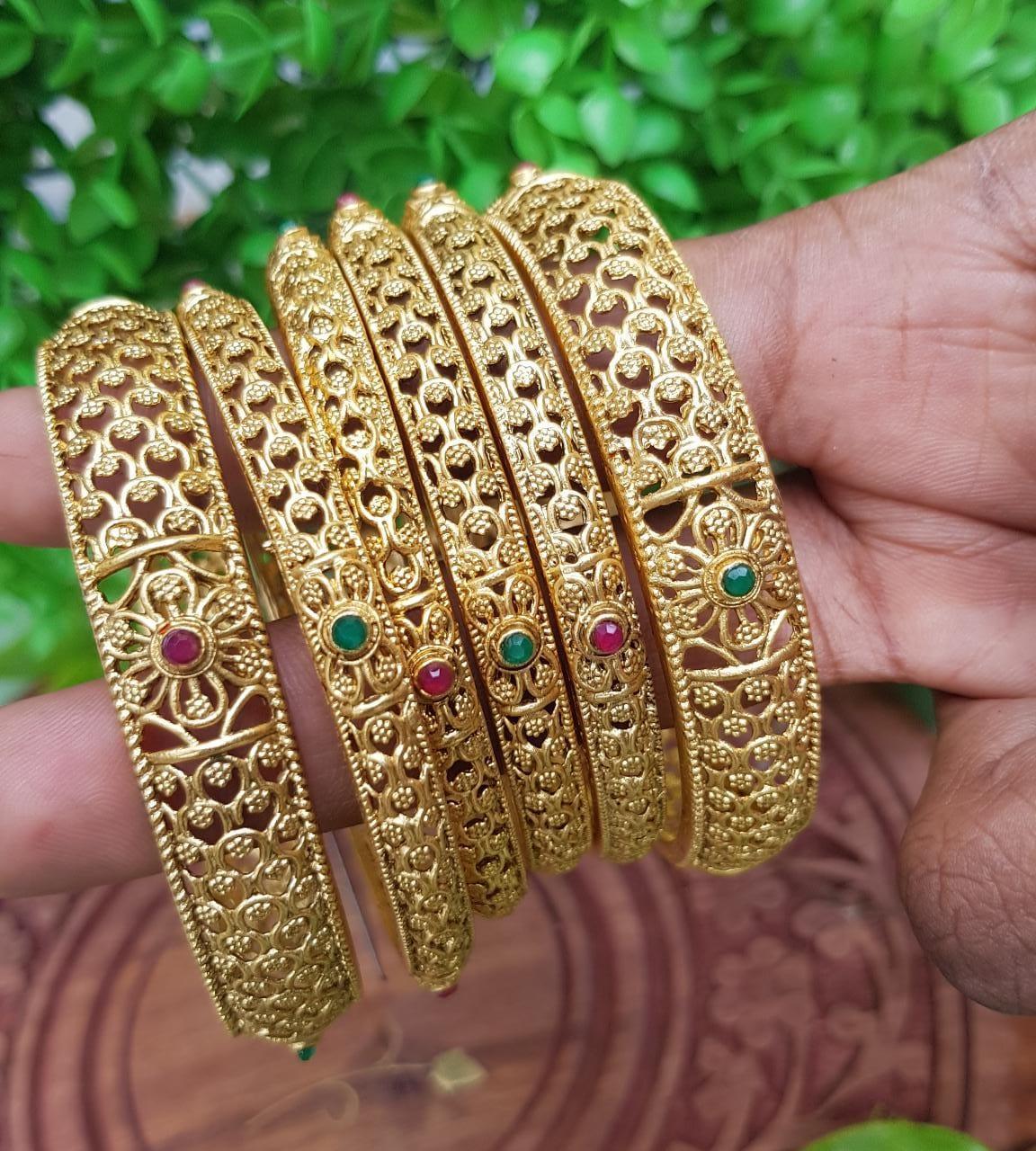 Premium Matt Rajwadi finish Bangles Set of 6 bangles 6633A-Designer Bangles-Griiham-2.6-Griiham