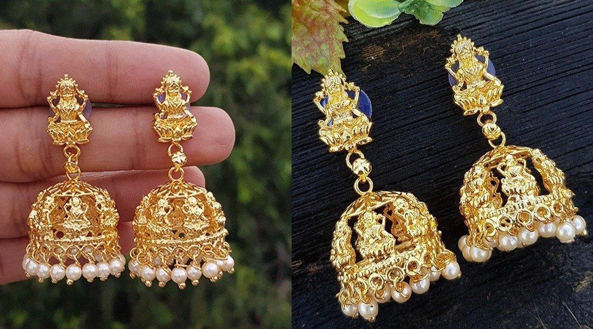 Premium Micro Guaranteed Gold polish Plain Laxmi Jumkis / Earrings 5323N