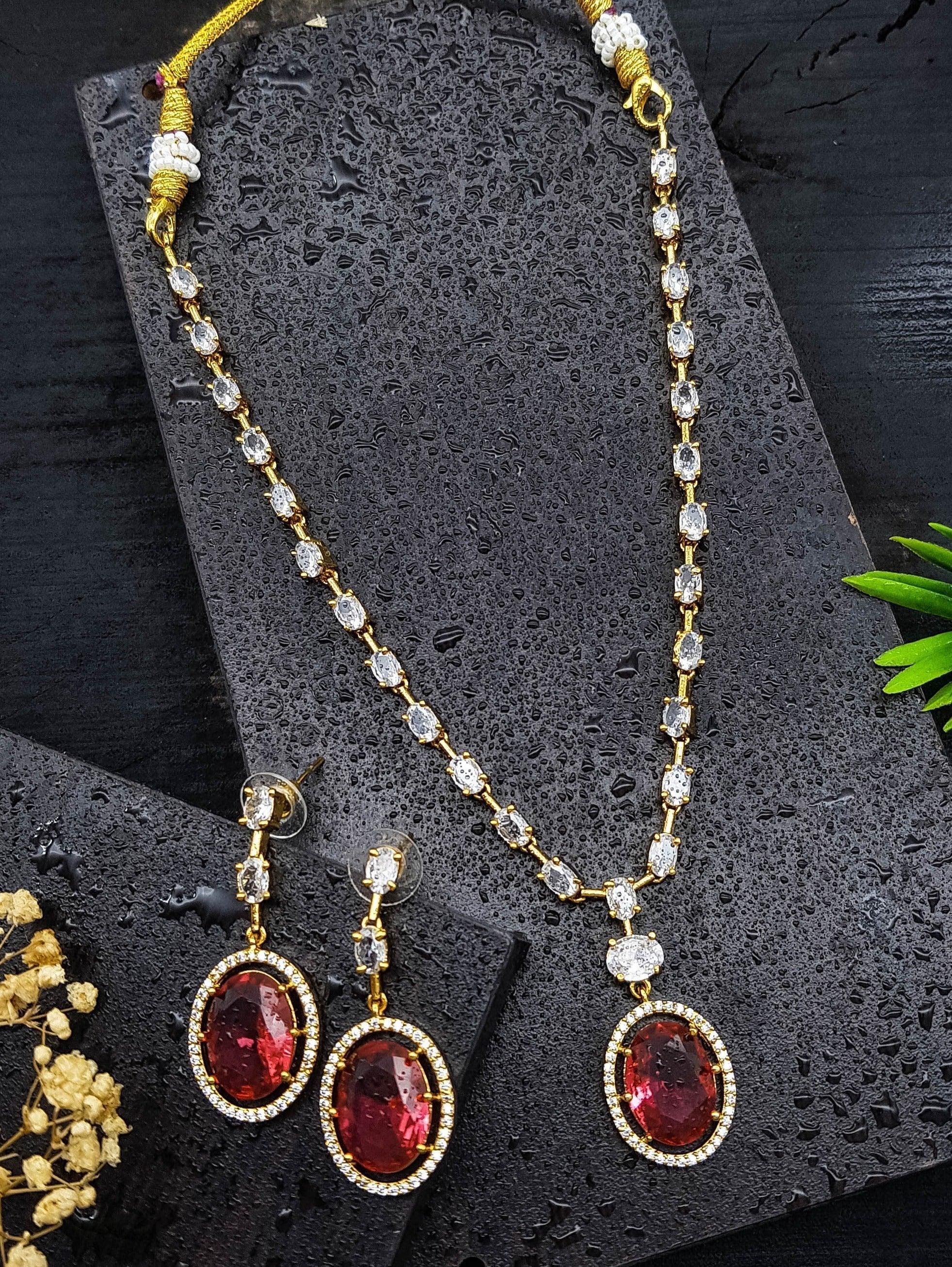 Premium Party Wear Sayara Collection CZ Necklace Set