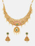 Premium Quality Antique Gold PolishChoker set with Real AD Multicolour stones 5662N