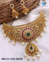 Premium Quality Antique Gold PolishChoker set with Real AD Multicolour stones 5662N