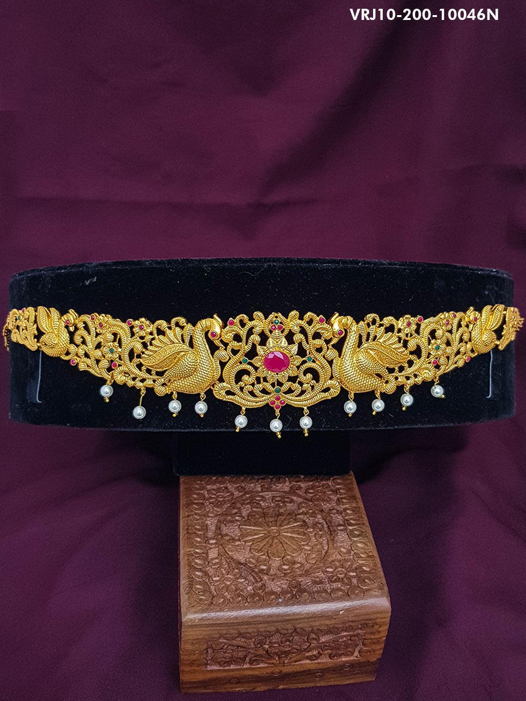 Premium Quality Designer adjustable Waistbelt / vadiyannam with ADp stones 10046N - Griiham