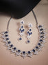 Premium Rose Gold Plated with sparkling Blue and White CZ stones designer Necklace Set 8943N - Griiham