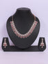 Premium Rose Gold Plated with sparkling Red White CZ stones designer Necklace Set 8919N - Griiham