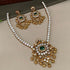 Premium Sayara Collection Elegant Emerald stones CZ Necklace Set - Griiham