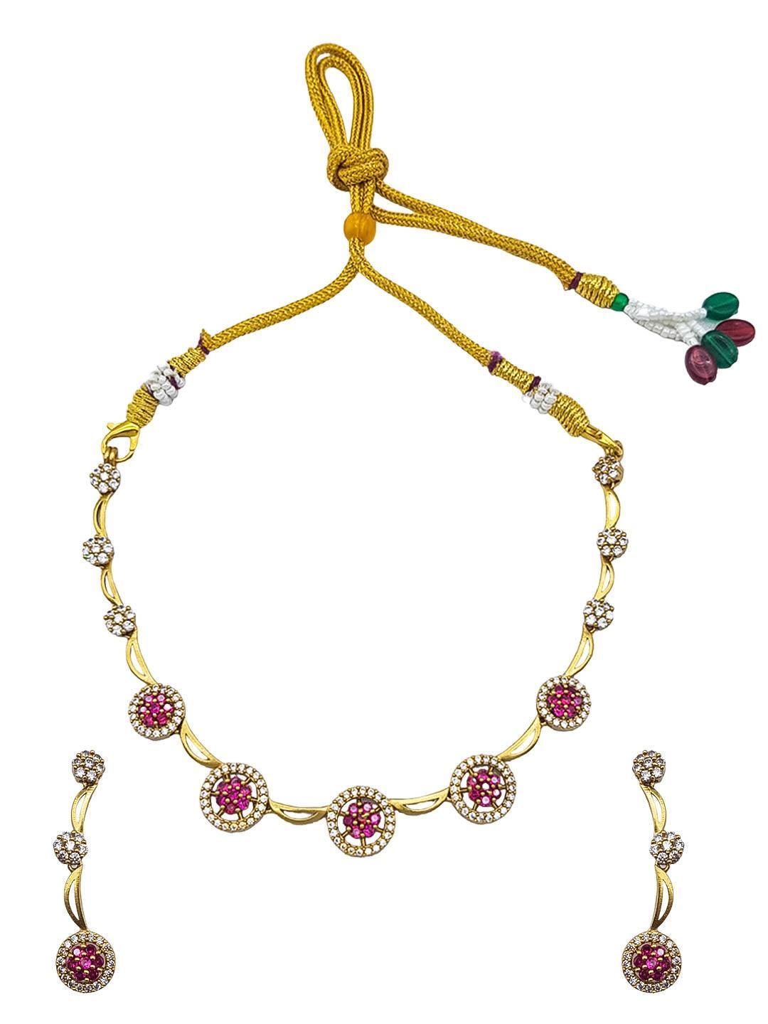 Premium Sayara Collection Elegant Ruby & CZ Necklace Set - Griiham