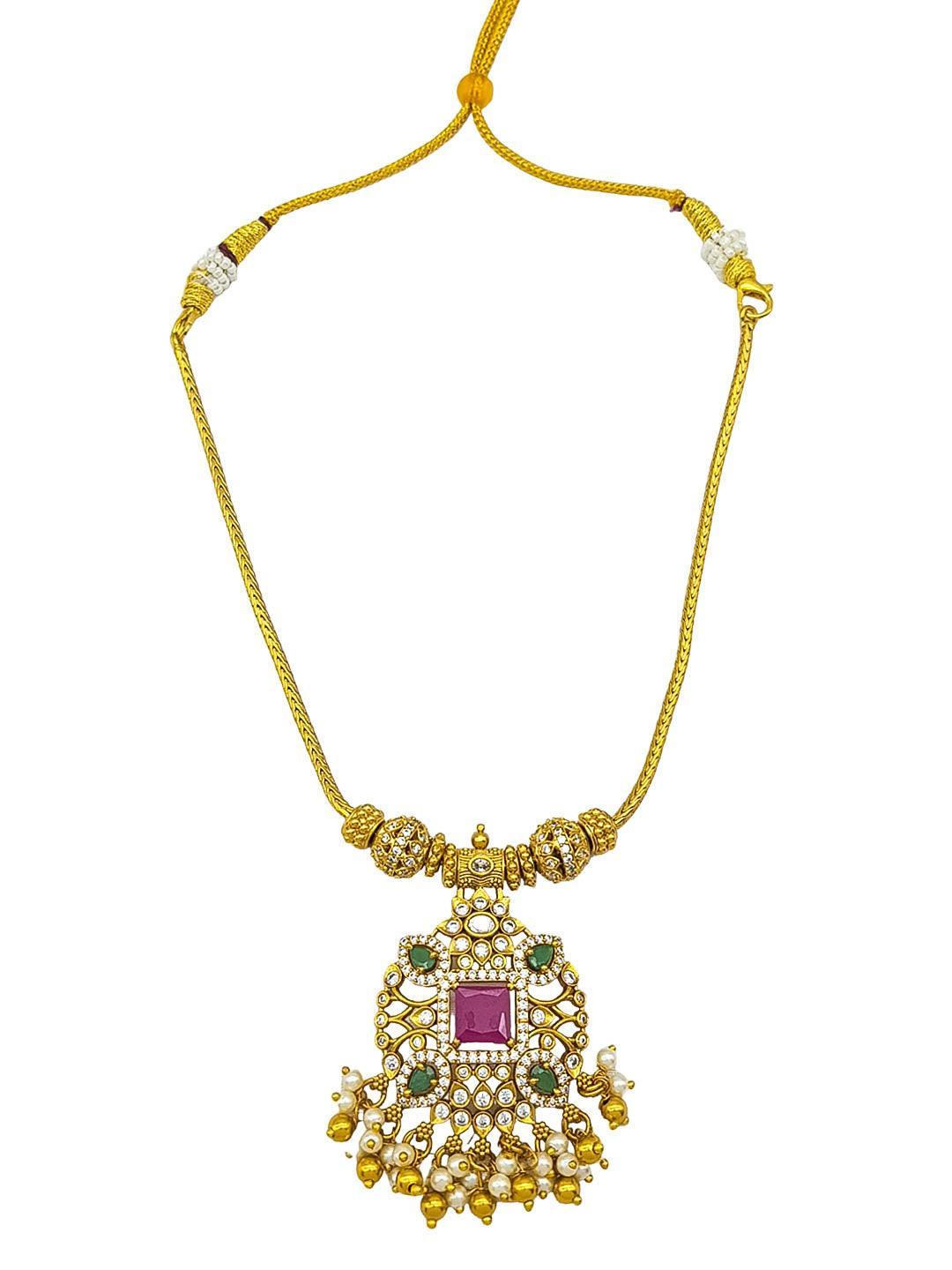 Premium Sayara Collection Elegant Ruby & CZ Necklace Set - Griiham