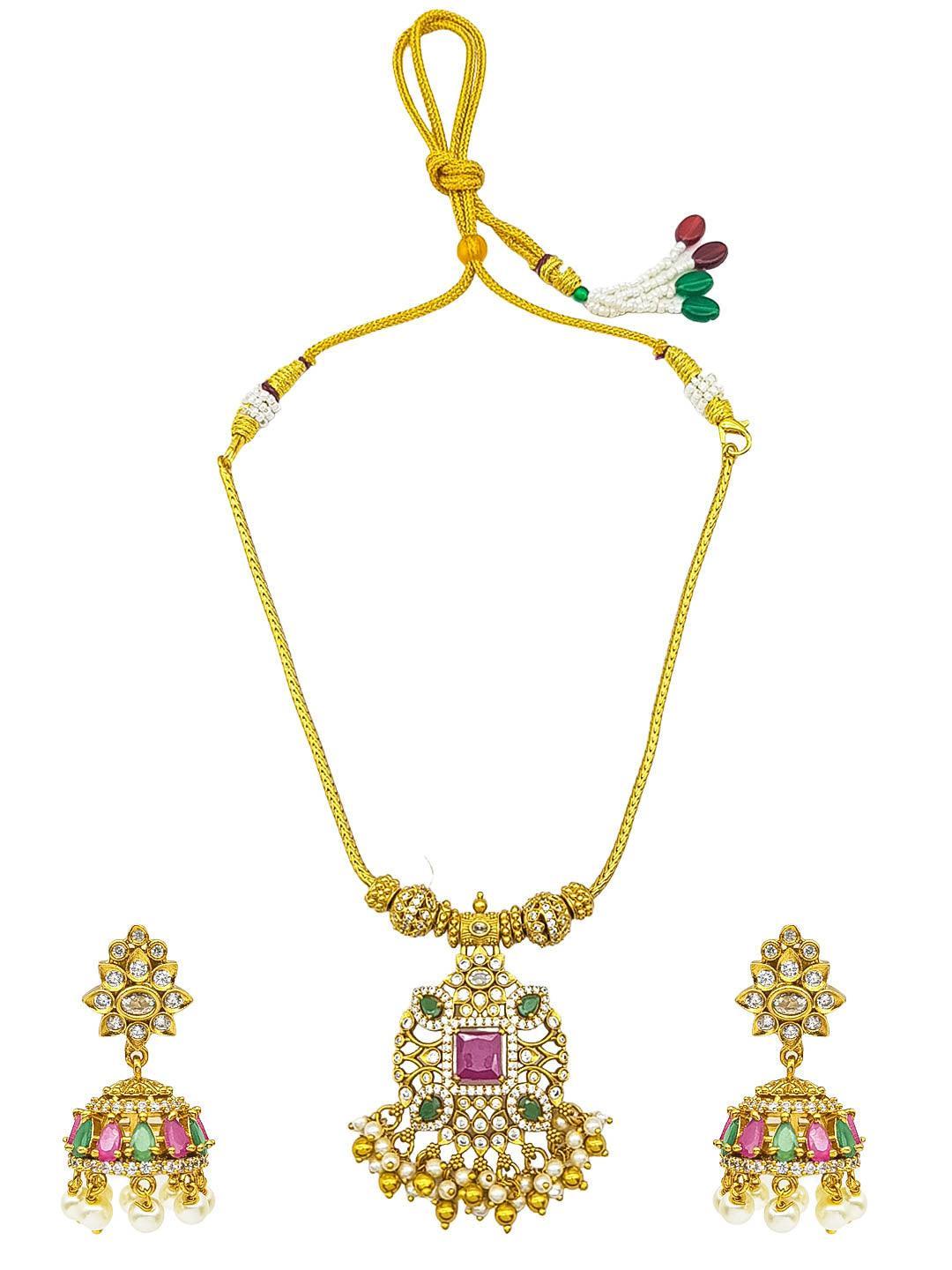 Premium Sayara Collection Elegant Ruby & CZ Necklace Set - Griiham