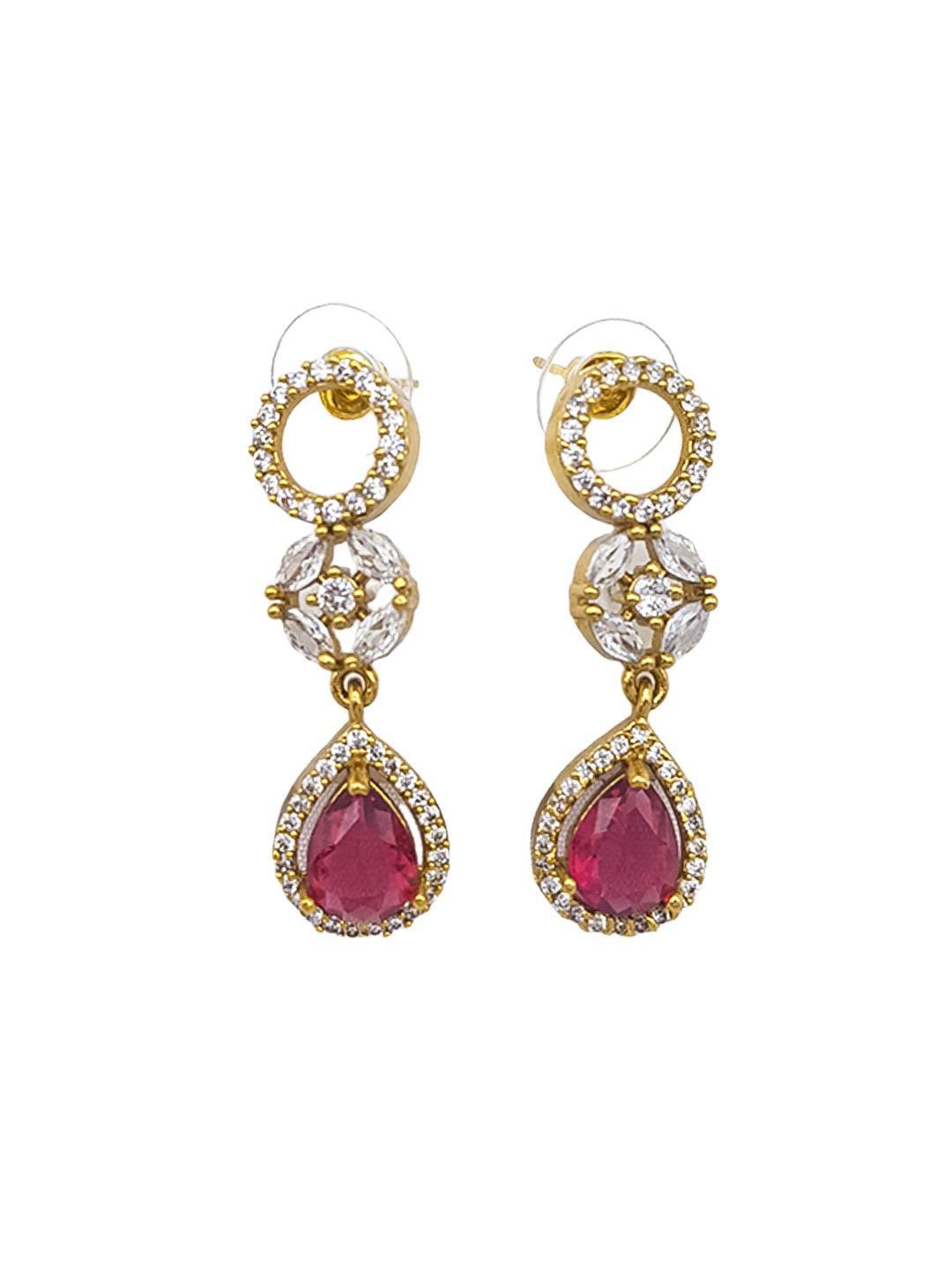 Premium Sayara Collection Elegant Ruby & CZ Necklace Set - Griiham