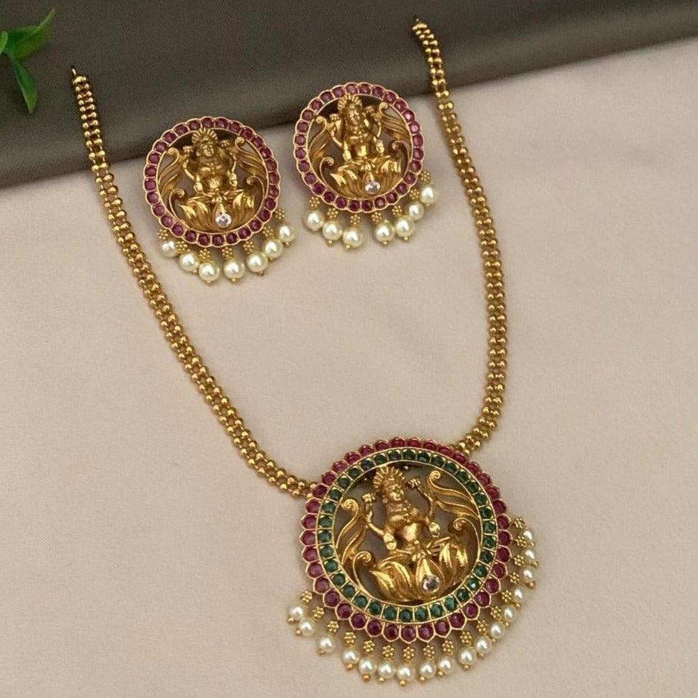 Premium Sayara Collection Elegant Ruby & CZ Necklace Set