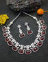 Premium Sayara Collection victorian polish Ruby and CZ Necklace Set