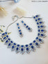 Premium White Gold Plated Sayara Collection designer Necklace set with blue stones 10849N - Griiham