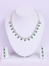 Premium White Gold Plated with sparkling Green White CZ stones Designer Necklace Set 8921N - Griiham