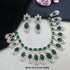 Premium White Gold Plated with sparkling Green and White CZ stones Designer Necklace Set 8942N-Necklace Set-Griiham-Griiham