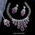 Premium White Gold Plated with sparkling Red White CZ stones Designer Necklace Set 8939N-Necklace Set-Griiham-Griiham