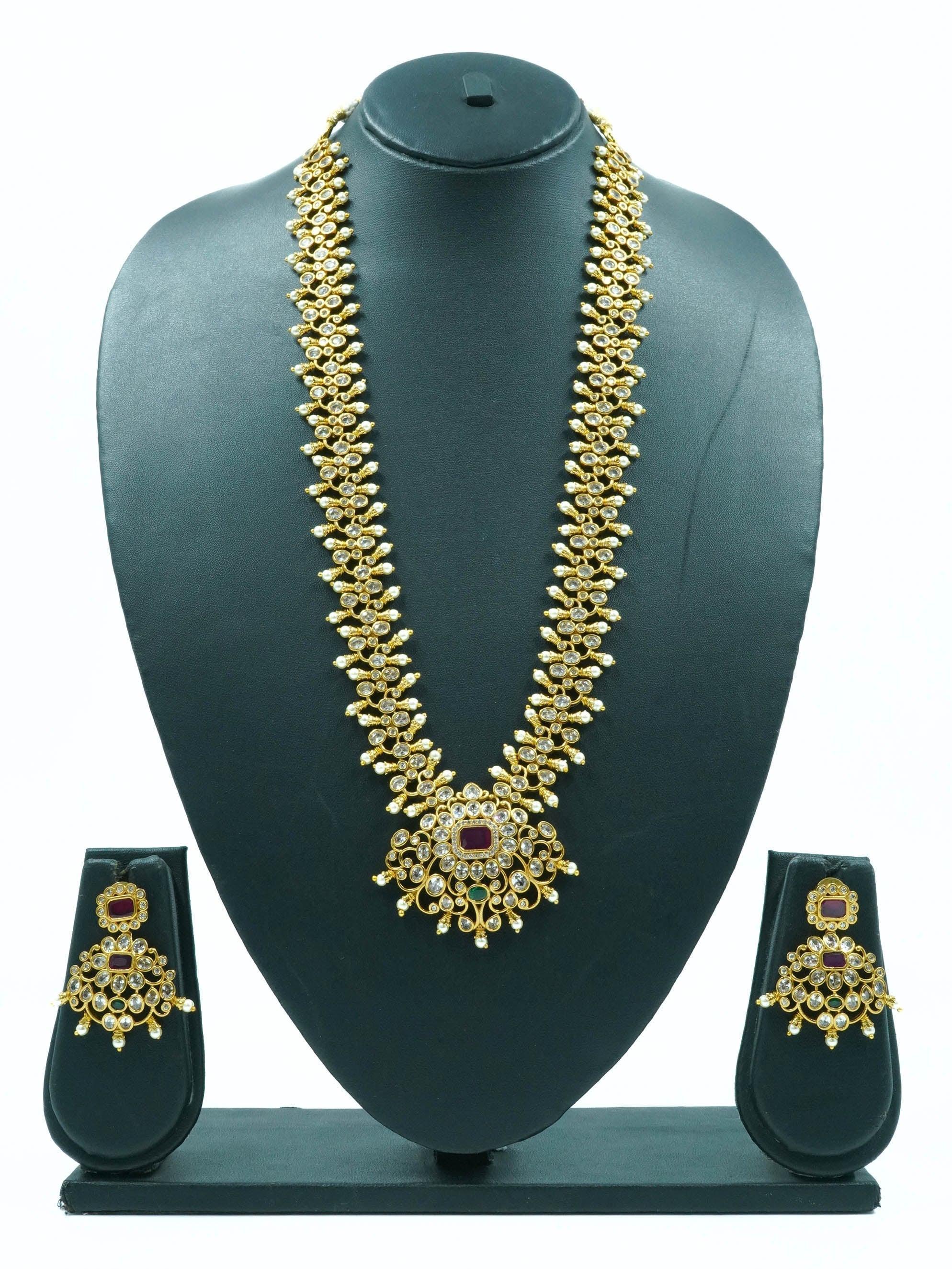 Premium collection Real kempu and emerald necklace set 12753N - Griiham