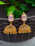 Premium gold Plated High quality zercon stones Jumkas 7641N-Jhumkas & Earrings-Griiham-Pink-Griiham