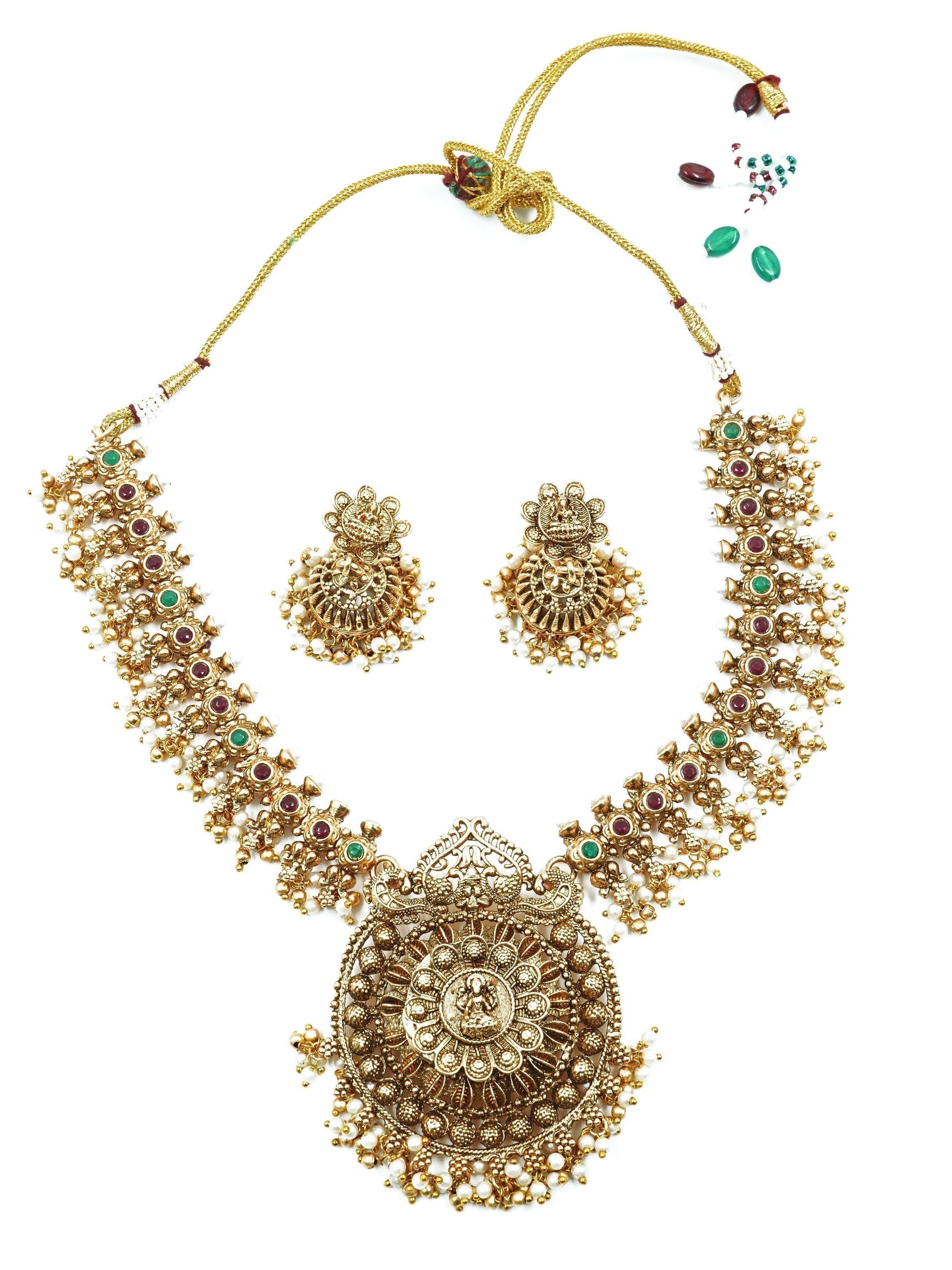 Premium gold finish Long Hara Necklace Set with AD Stones - Griiham