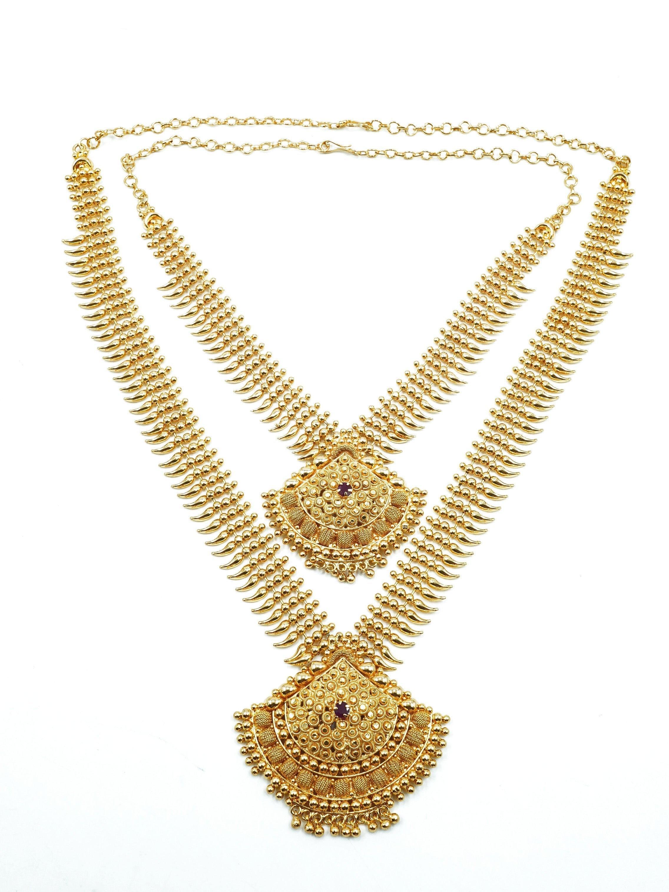 Premium gold plated Kerala jewelry combo set 11077N - Griiham