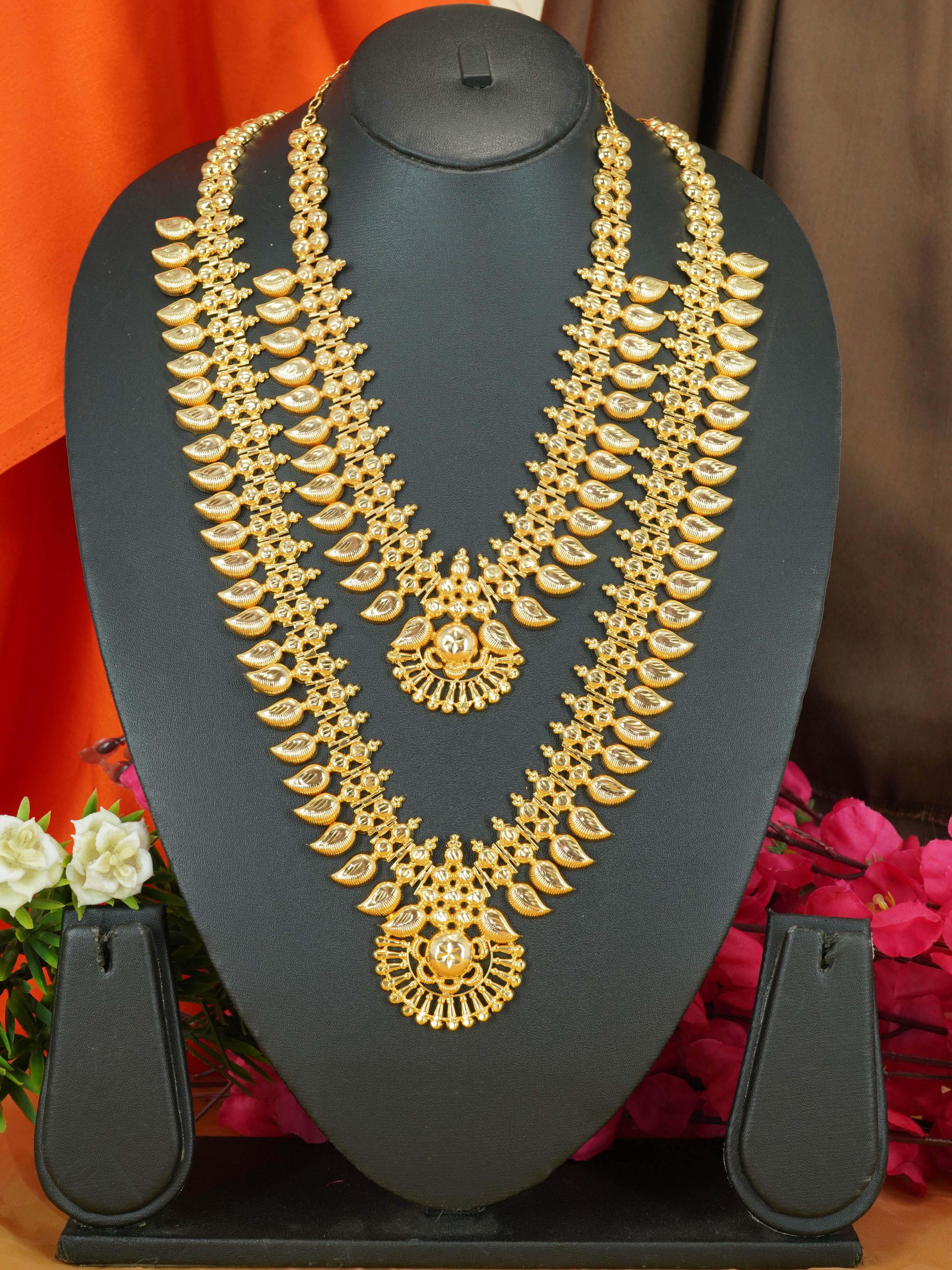 Premium gold plated Kerala jewelry combo set 11108N - Griiham