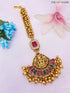 Premium gold plated guaranteed designer Handcrafted Maang Tikka with kempu stones 9520N - Griiham