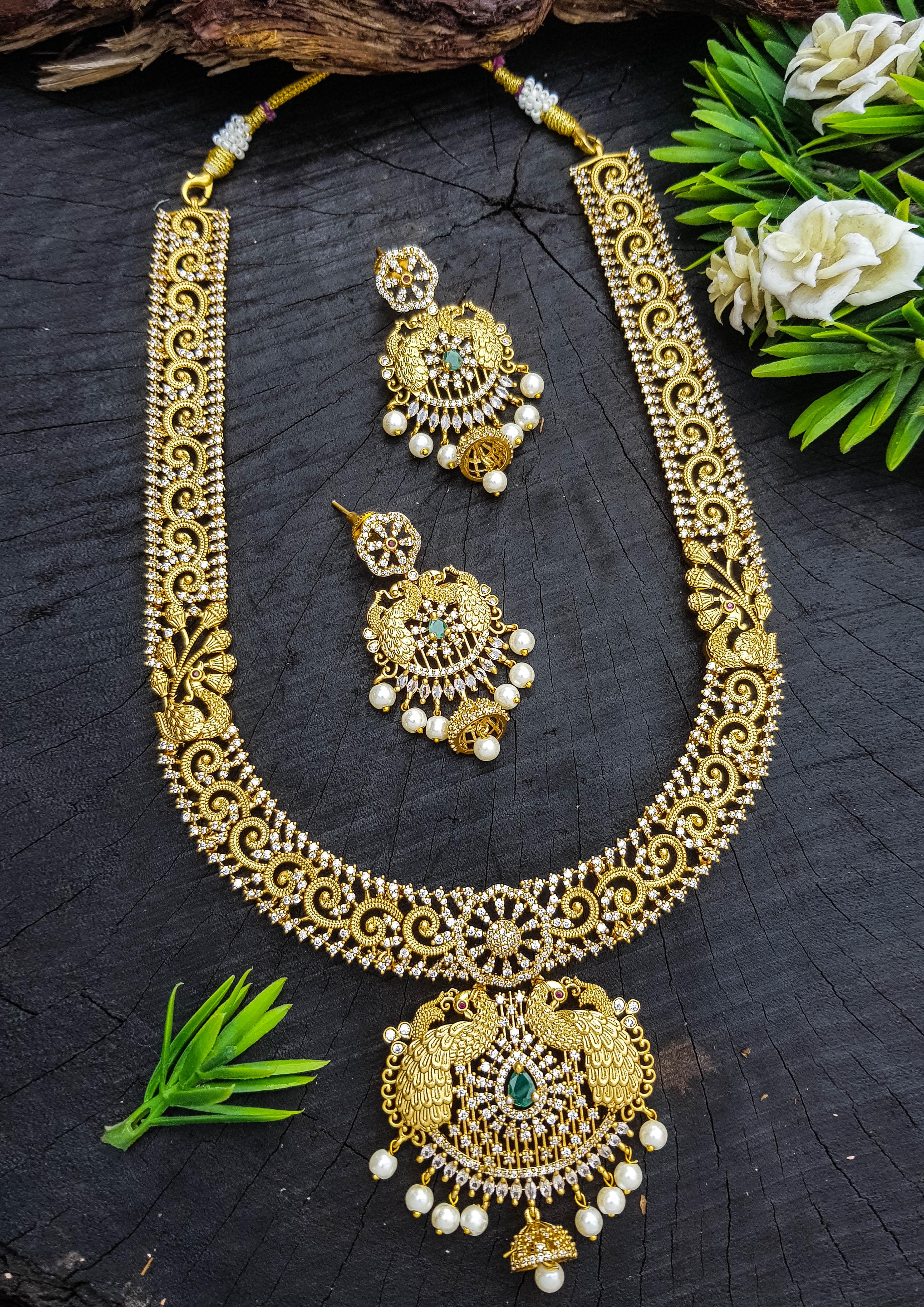 Premium gold plated long Necklace Set - Griiham