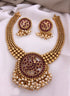 Premium gold plated peacock motif short Necklace 10127N - Griiham