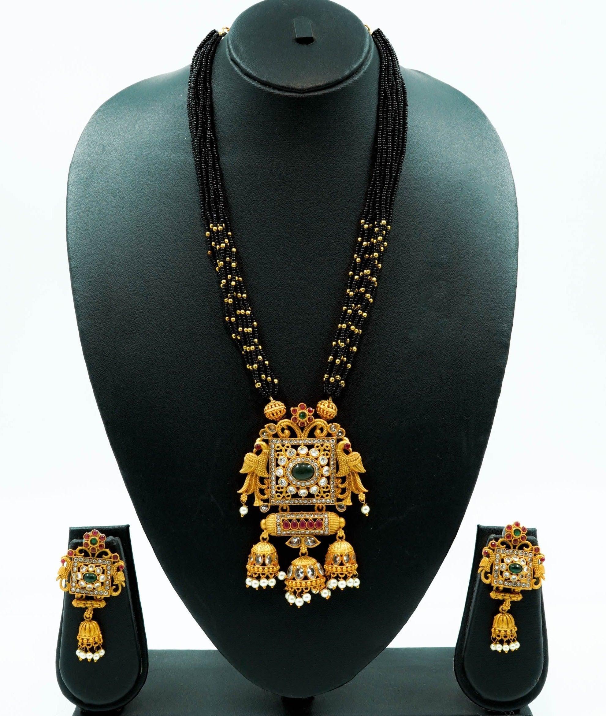 Premium quality Designer Long Necklace set with Crystal Mala - Griiham