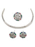 Rose Gold Plated Premium CZ Studded Navaratna Necklace Set 7400N - Griiham