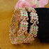 Rose Gold Plated Set of 2 designer Bangles with Mint Green and Mint Pink Color 9336B - Griiham