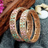 Rose Gold Plated Set of 2 designer Bangles with Mint Green and Mint Pink Color9331C - Griiham