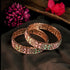 Rose Gold Plated Set of 2 designer Bangles with Mint Green and Mint Pink Color9331C - Griiham