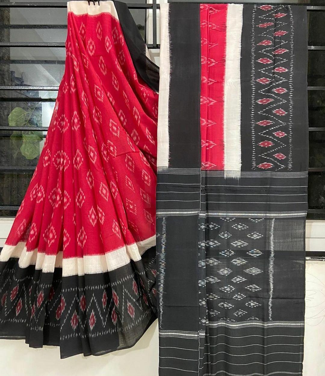 SOFT mono- cotton ikkat print SAREES 14882N-1 - Griiham