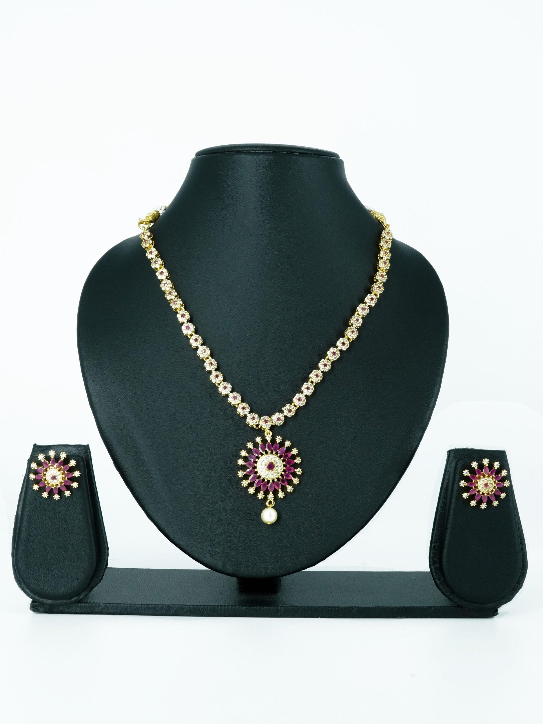 Sayara Collection Designer CZ Necklace set in diff colours 12874N - Griiham