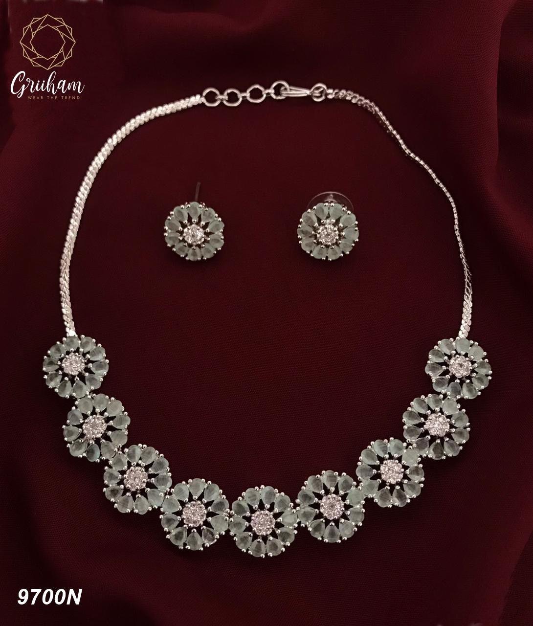 Sayara Collection Floral pattern Party Wear Necklace Set 9705N - Griiham