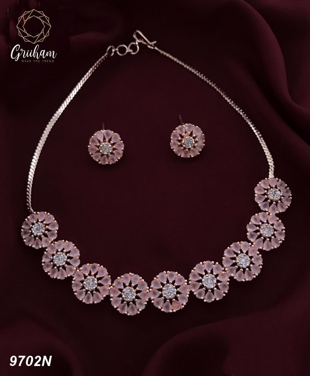 Sayara Collection Floral pattern Party Wear Necklace Set 9705N - Griiham