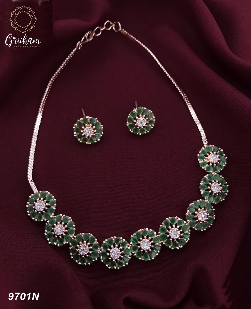 Sayara Collection Floral pattern Party Wear Necklace Set 9705N - Griiham