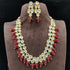 Sayara Collection Maroon beads Party Wear Kundan Necklace Set 9694N - Griiham